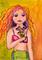 Art: Mermaid With Flowers by Artist Cynthia Schmidt