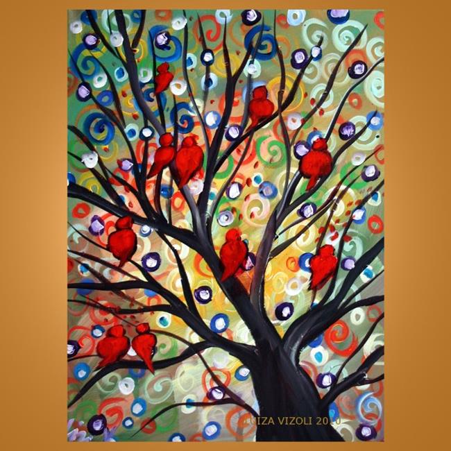 Art: RED BIRDS ORANGE by Artist LUIZA VIZOLI