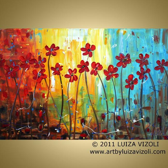 Art: RED FLOWERS FIELD by Artist LUIZA VIZOLI