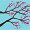 Art: Duck Egg Blue Impasto Cherry Blossom Tree Abstract Original Painting by Artist Louise Mead