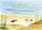 Art: Seashore ACEO watercolor by Artist Hannah Clements