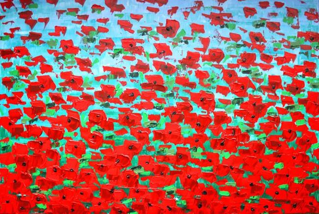 Art: Red Flowers (a) by Artist Luba Lubin