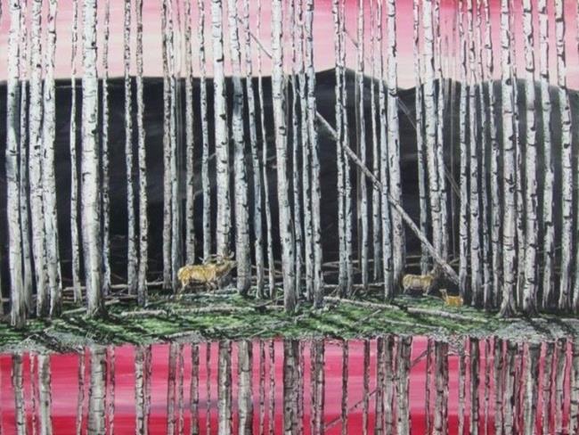 Art: Elk in Alder Trees by Artist Leonard G. Collins