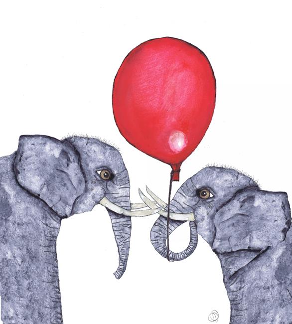 Art: ELEPHANTS IN LOVE e110 by Artist Dawn Barker