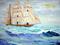 Art: Sailing ship in rough seas by Artist Rossi Kelton