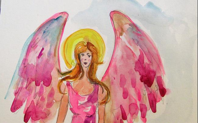 Art: Pink Winged Angel by Artist Delilah Smith
