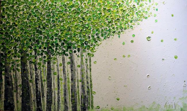 Art: SOFT GREEN SPRING BIRCH TREES by Artist LUIZA VIZOLI