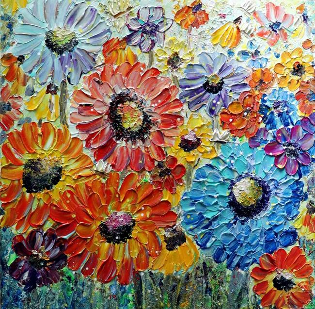 Art: Zinnia Summer Flowers by Artist LUIZA VIZOLI