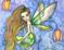 Art: Little Green fae close up by Artist Molly Harrison