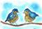 Art: TWO BIRDS b120 by Artist Dawn Barker
