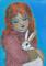 Art: Red Headed Girl and White Rabbit-Sold by Artist Sherry Key
