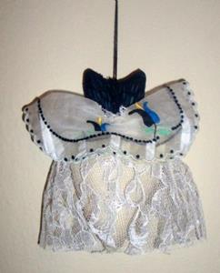 Detail Image for art TINY BLACK ANGEL CAT Ornament DOLL Folk Art HOLIDAY