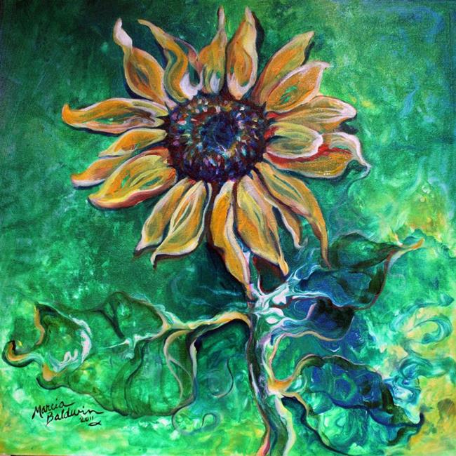 E-SUNFLOWER-GREEN-ABSTRACT-.jpg - by Marcia Baldwin from