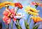 Art: Summer Zinnias by Artist Laurie Justus Pace
