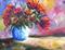 Art: Red Floral Still LIfe by Artist Mary Jo Zorad