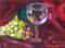 Art: ACEO Wine Glass with Grapes by Artist Shoshana Avramovitz