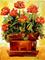 Art: Red Blooms in a Clay Pot by Artist Laurie Justus Pace