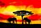 Art: ELEPHANTS AT DUSK e109col by Artist Dawn Barker