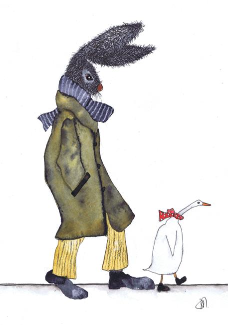 Art: THE HARE AND THE DUCK h3301 by Artist Dawn Barker