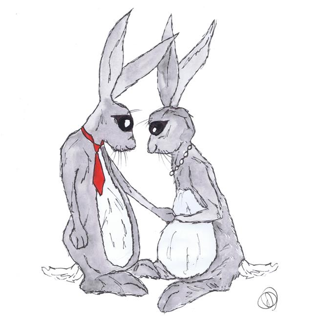 Art: HARES IN LOVE h3115 by Artist Dawn Barker