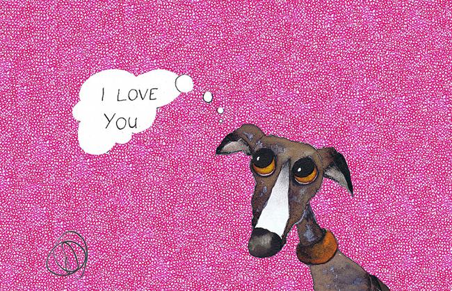 Art: I LOVE YOU g262th greyhound by Artist Dawn Barker