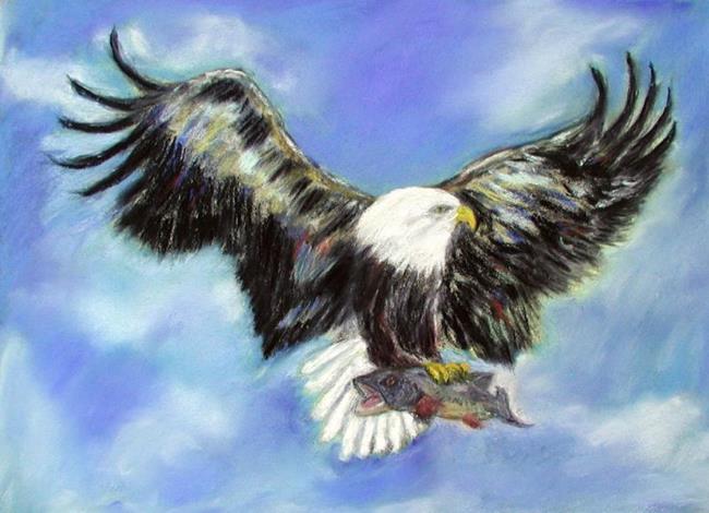 Art: Eagle Clutching Bass by Artist Shoshana Avramovitz
