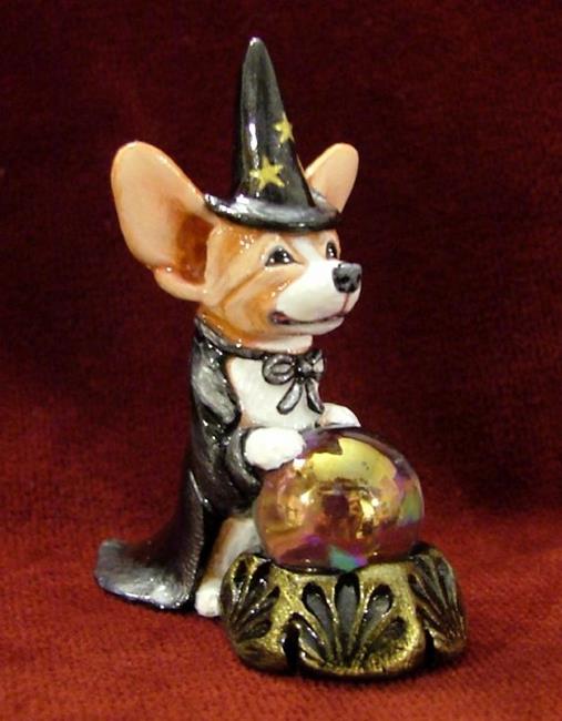 Art: Corgi Wizard & Crystal Ball by Artist Camille Meeker Turner