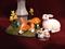 Art: Corgi & Bunny in Birdbath by Artist Camille Meeker Turner