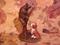 Art: Up A Tree!  Corgi & Raccoon by Artist Camille Meeker Turner