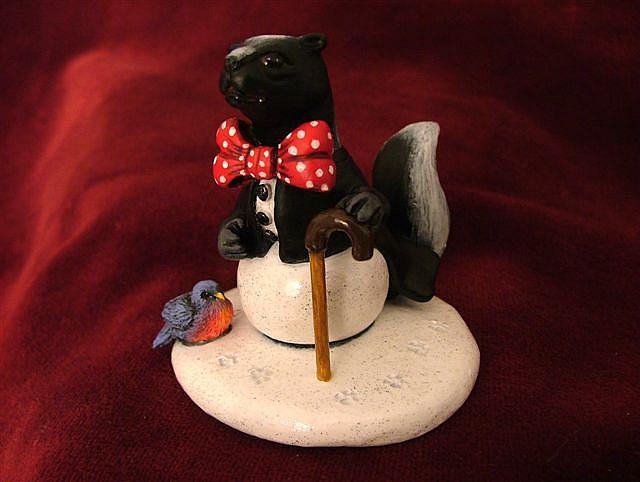 Art: Skunk Snowman by Artist Camille Meeker Turner