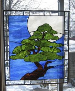 Detail Image for art Bonsai Moonlight Stained Glass Window