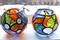 Art: 2 Small Stained Glass Painted Votive Globes by Artist Diane G. Casey