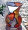 Art: Orange and Brown Shapely Stained Glass Painted Vase by Artist Diane G. Casey