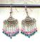 Art: Sterling Chandelier Earrings with Rose and Indicolite Swarovski Crystal by Artist Sparkle Plenty Fine Beaded Jewellery