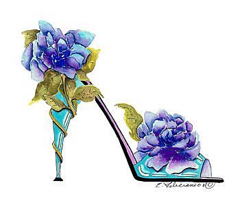 Art: FLEURS DE PIVOINES BLEU by Artist Elena Feliciano