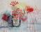 Art: Red Honeysuckle in a Jar by Artist Louise Hendry Womack