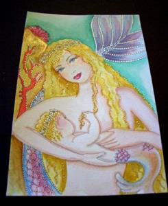 Detail Image for art Mermaid and Baby OSWOA (SOLD)