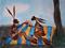 Art: PICNIC HARES h1527 by Artist Dawn Barker