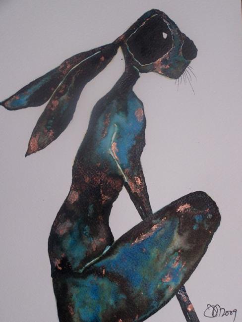 Art: DARK HARE h1259 by Artist Dawn Barker