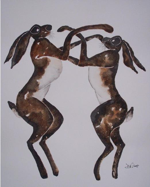 Art: BOXING HARES h848 by Artist Dawn Barker