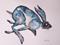 Art: RUNNING BLUE HARE h856 by Artist Dawn Barker
