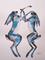 Art: BOXING BLUE HARES h858 by Artist Dawn Barker