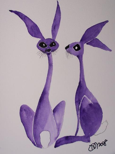 Art: TWO HARES h868 by Artist Dawn Barker