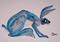 Art: CROUCHING BLUE HARE h891 by Artist Dawn Barker
