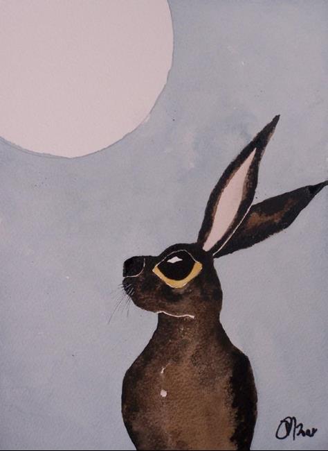 Art: MOONGAZING HARE h907 by Artist Dawn Barker