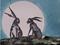 Art: TWO HARES h967 by Artist Dawn Barker