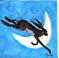 Art: AND THE HARE JUMPED OVER THE MOON h1084 by Artist Dawn Barker