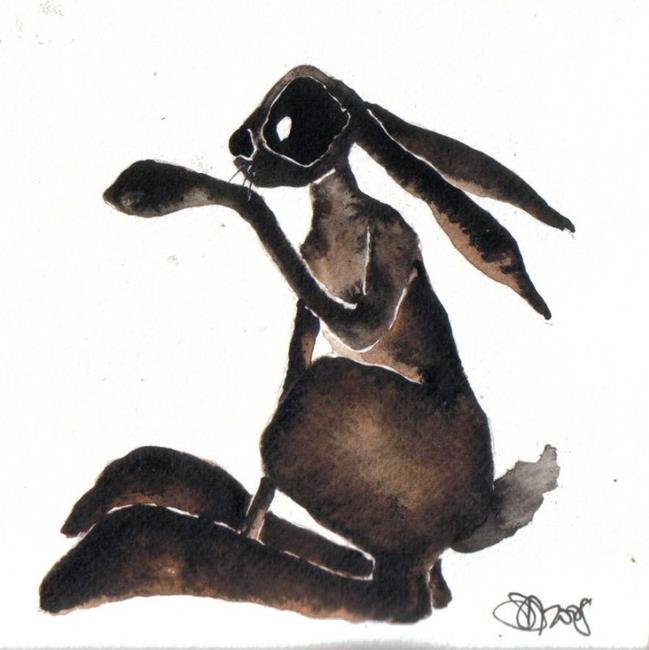 Art: WASHING HARE h1095 by Artist Dawn Barker
