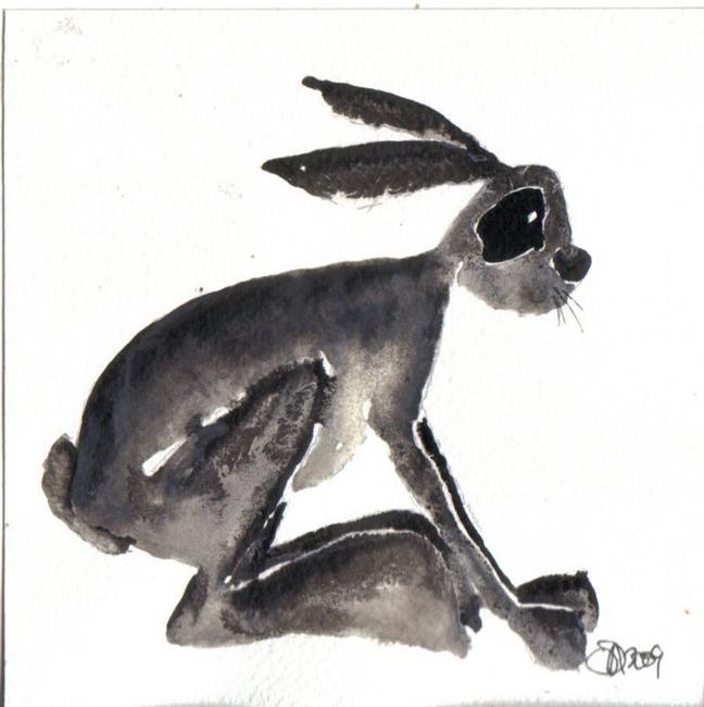 Art: GREY HARE h1117 by Artist Dawn Barker