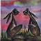 Art: HARES AT DUSK h1163 by Artist Dawn Barker